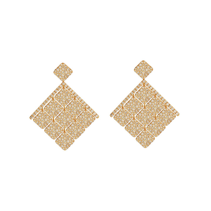 Medium Tile Pavé Curtain Earrings Y - D - Tile - Ileana Makri