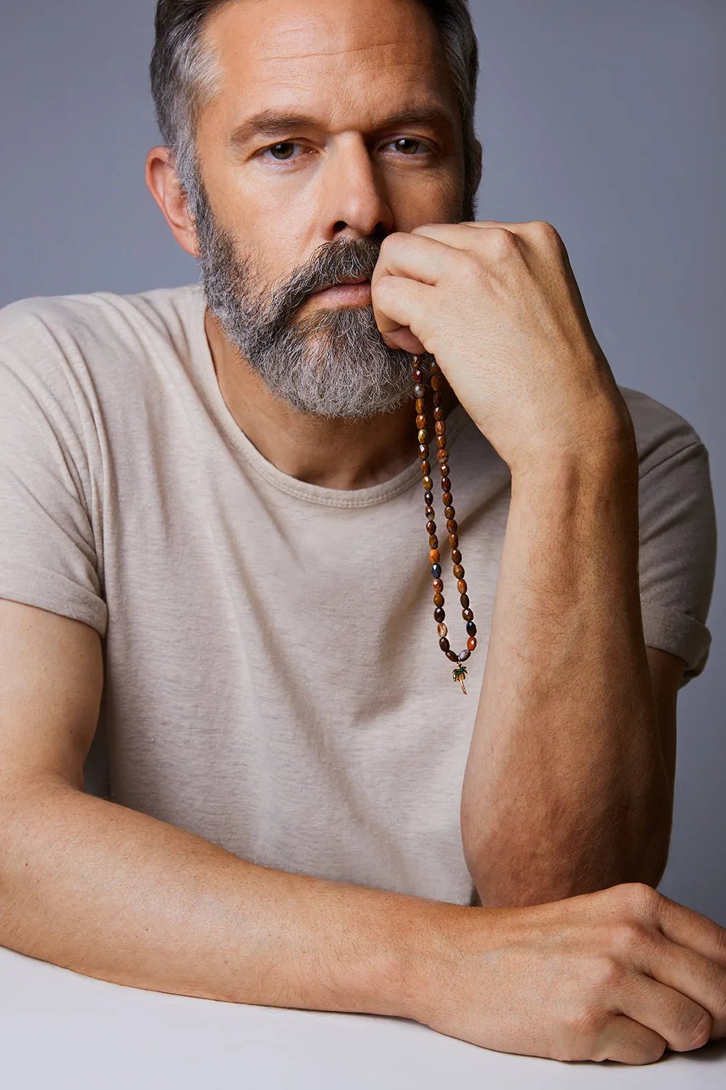 Miami Wood Beaded Necklace - Mens - Ileana Makri