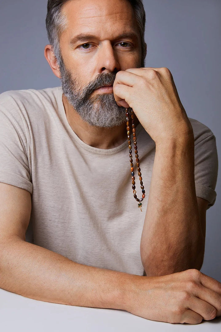 Miami Wood Beaded Necklace - Mens - Ileana Makri