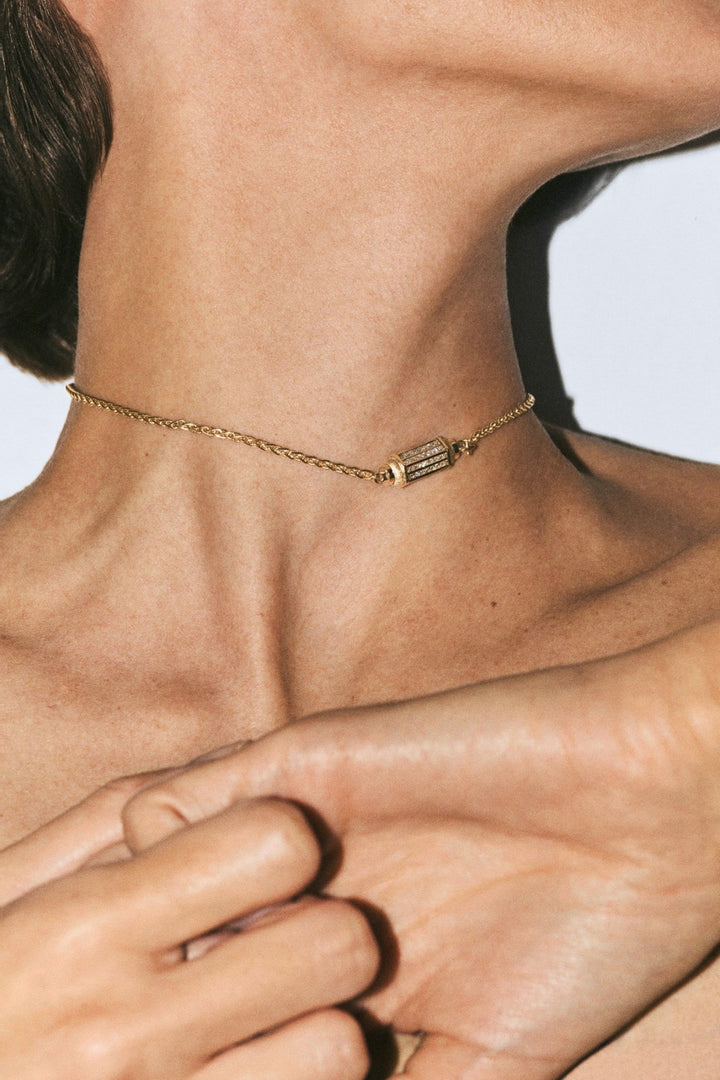 Micro Coco Diamond Paved locket necklace (42cm) - Marie Lichtenberg - Ileana Makri