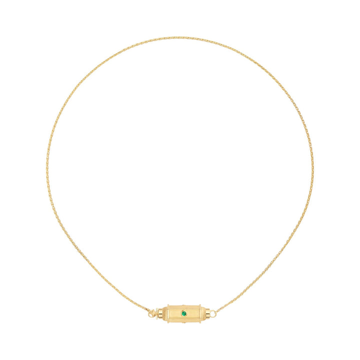 Micro coco emerald locket necklace (37cm) - Marie Lichtenberg - Ileana Makri