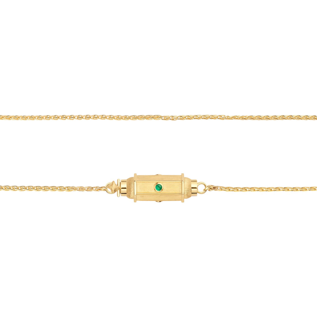 Micro coco emerald locket necklace (37cm) - Marie Lichtenberg - Ileana Makri