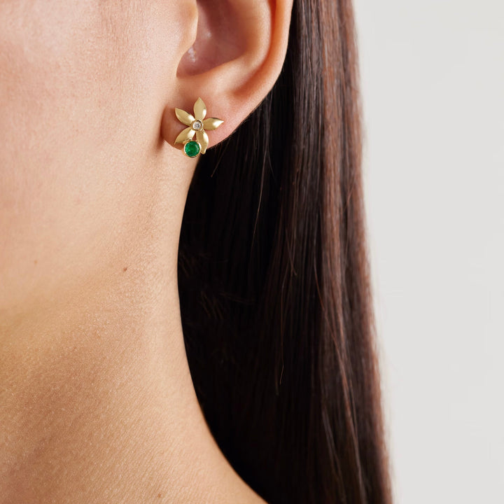 Mini Emerald Bloom Studs Y - D - Blossom - Ileana Makri