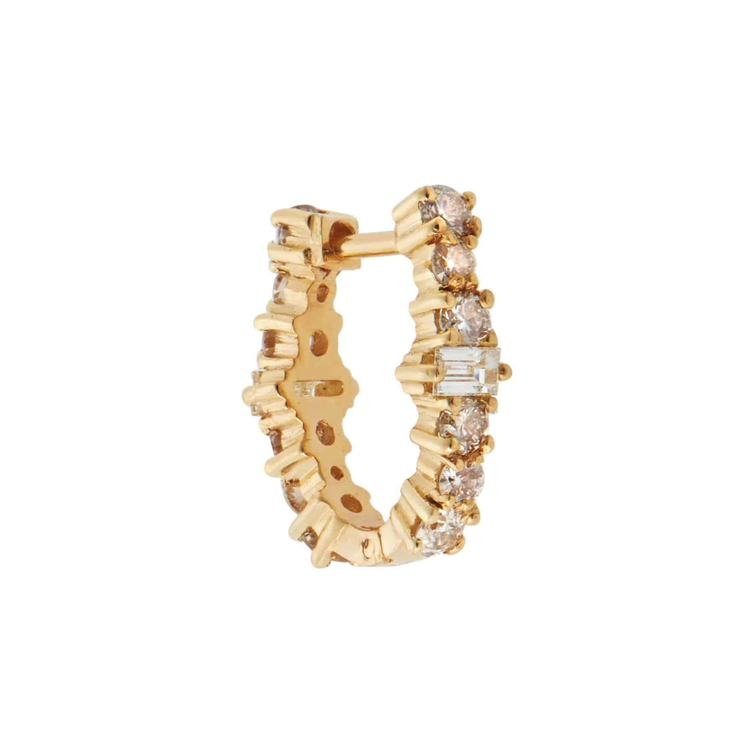 Mini Oval Rivulet Champagne Diamond Hoops - Rivulet - Ileana Makri