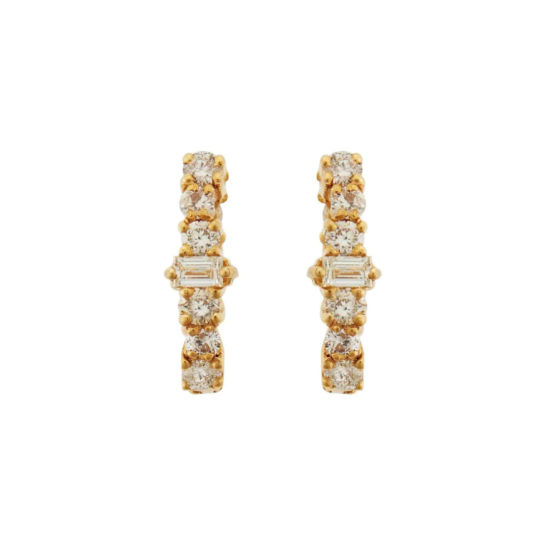 Mini Oval Rivulet Champagne Diamond Hoops - Rivulet - Ileana Makri