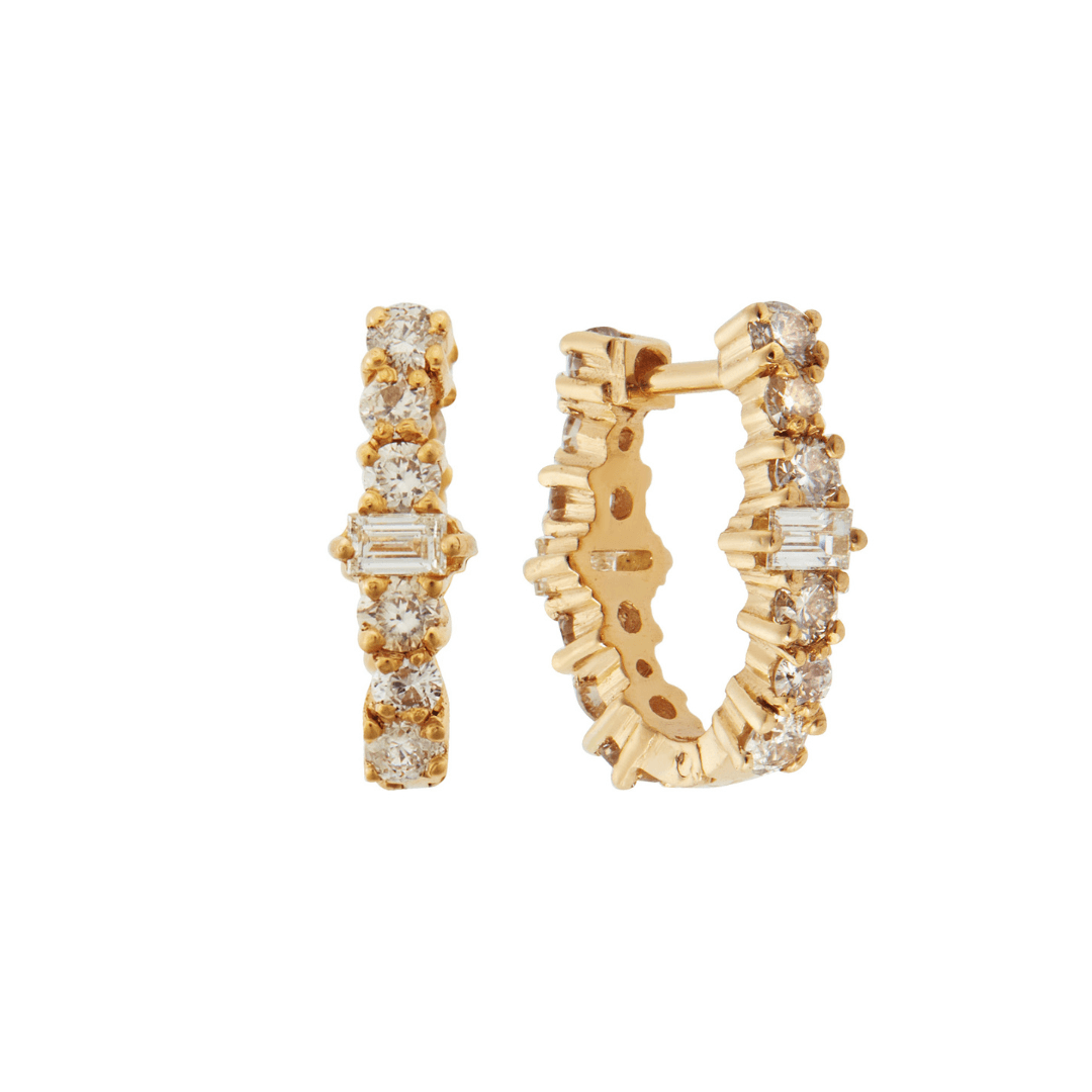 Mini Oval Rivulet Champagne Diamond Hoops - Rivulet - Ileana Makri