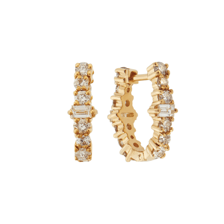 Mini Oval Rivulet Champagne Diamond Hoops - Rivulet - Ileana Makri