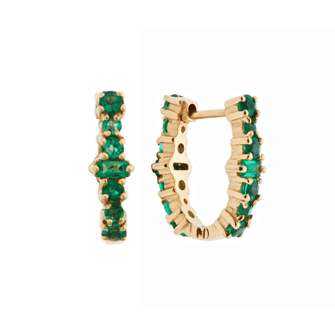 Mini Oval Rivulet Emerald Hoops - Rivulet - Ileana Makri
