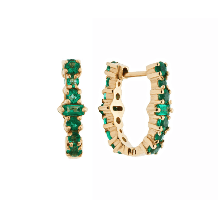 Mini Oval Rivulet Emerald Hoops - Rivulet - Ileana Makri