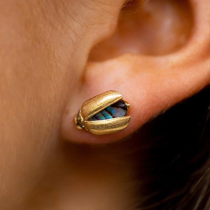 Mini Scarab Abalone Fly Wing Stud - Bibi Van Der Velden - Ileana Makri