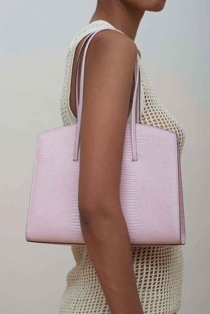 Minimal Tote Pink Lizard - Little Liffner - Ileana Makri store