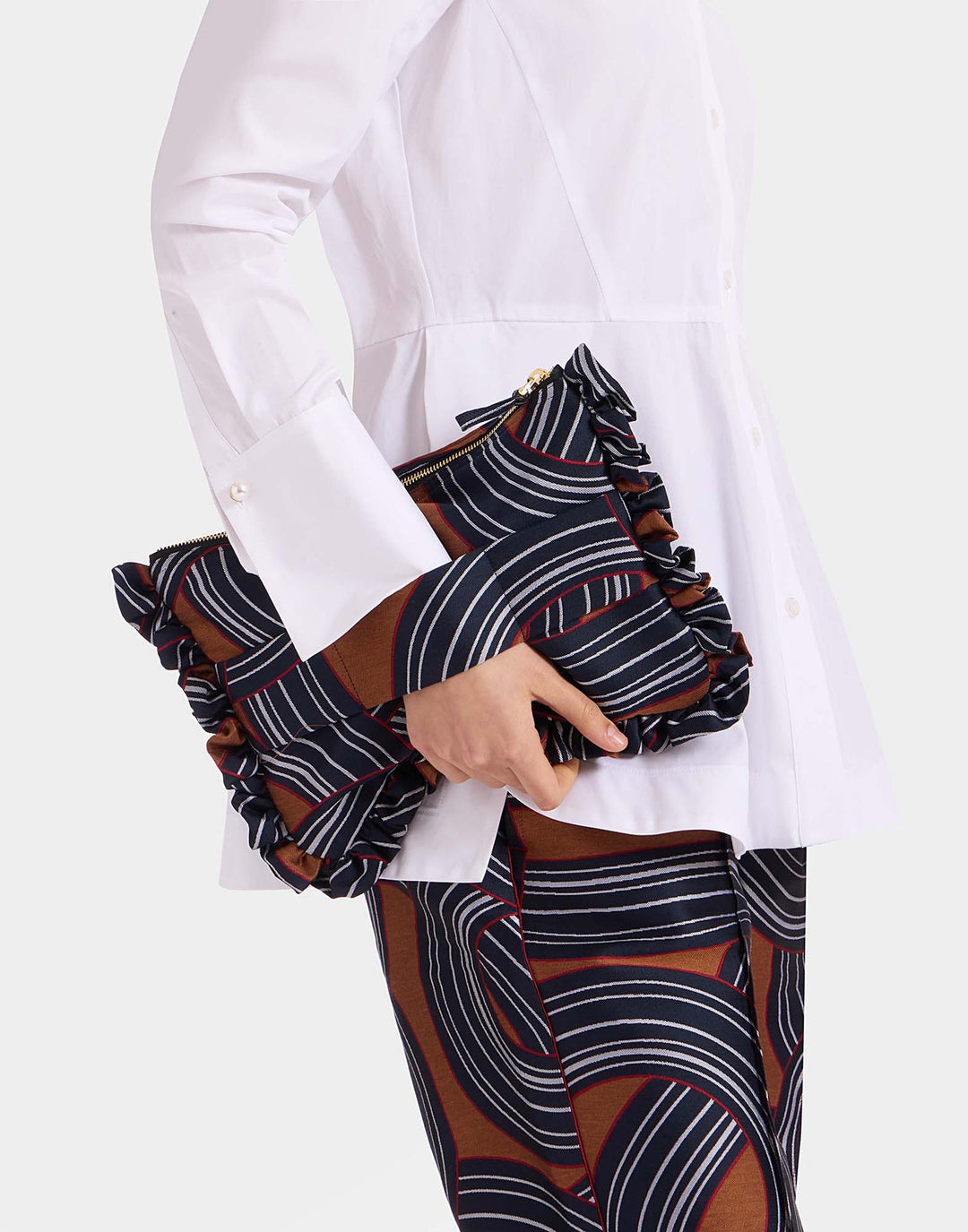 Montecarlo Blue Jacquard Hand Pochette - La Double J Accessories - Ileana Makri