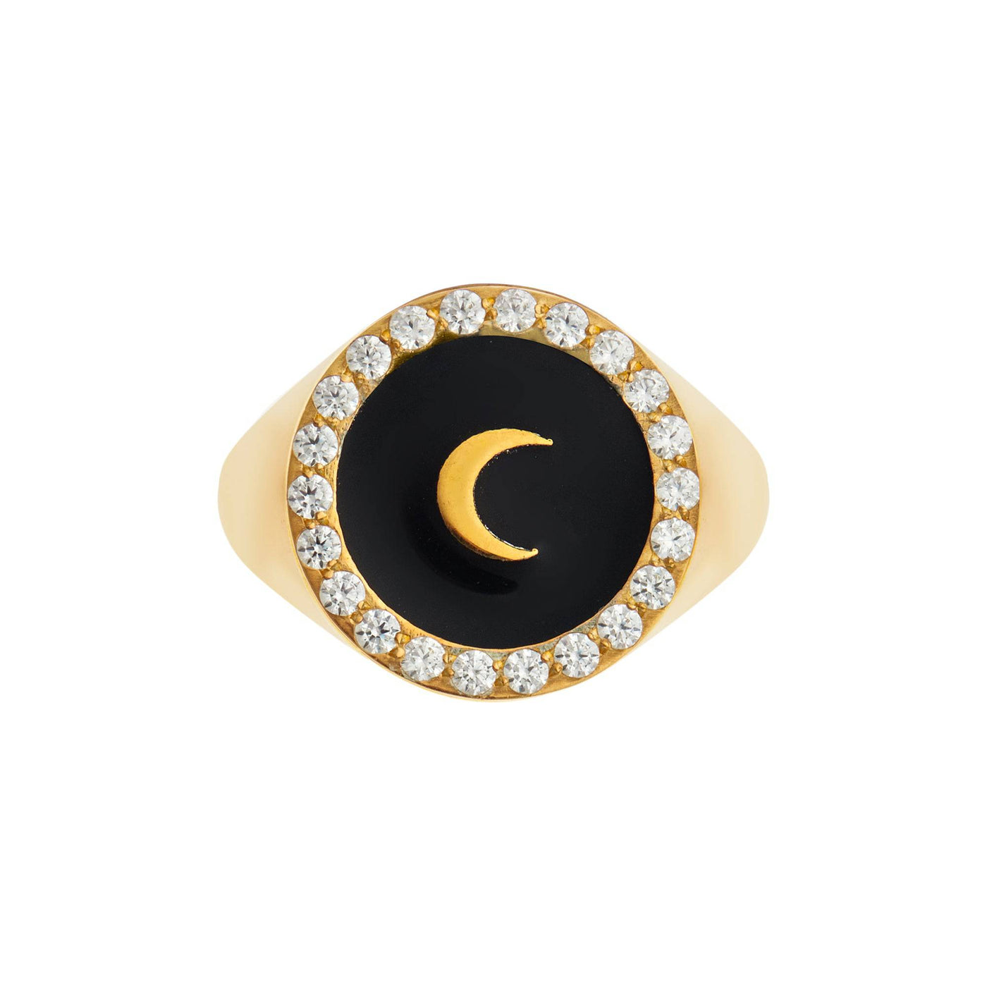 Moon Enamel Crystal Chevalier Ring - Eye M Neon Rocks - Ileana Makri store