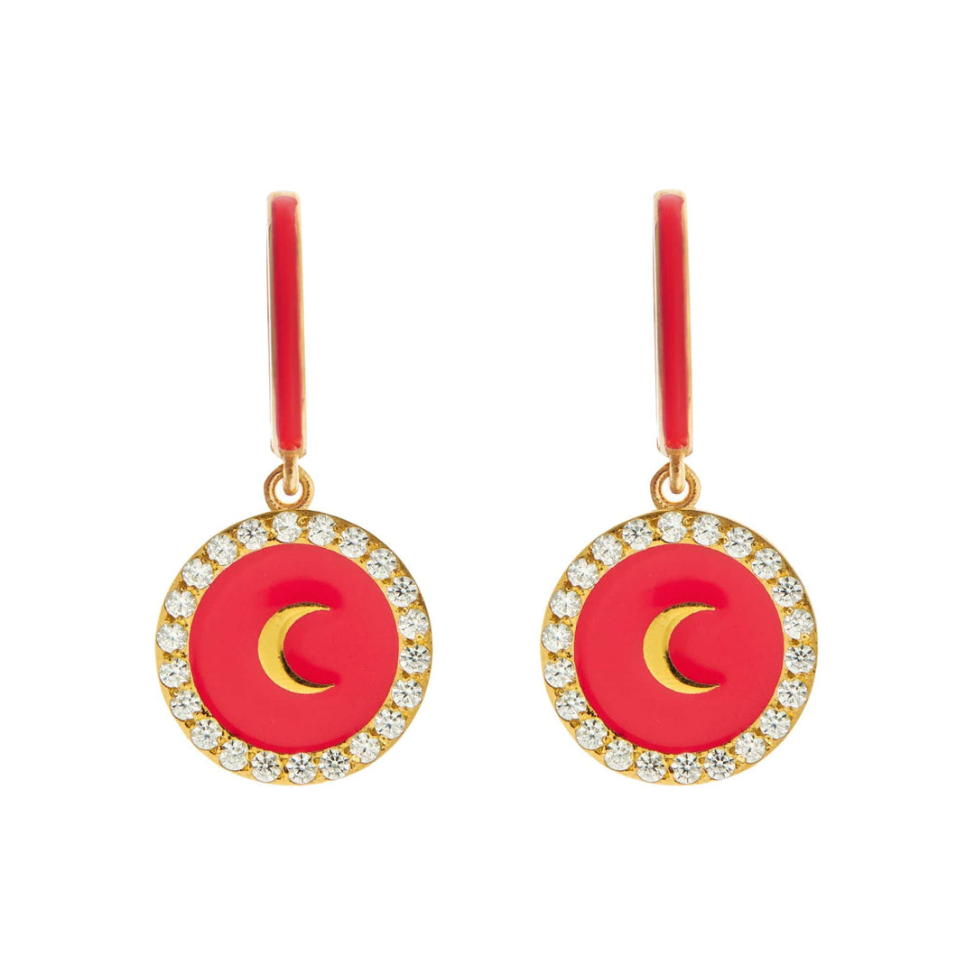 Moon Enamel Hoops - Eye M Neon Rocks - Ileana Makri store