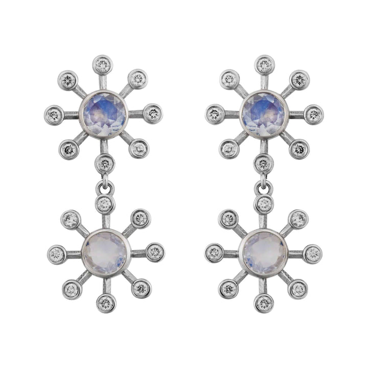 Moonstone Blossom Dangling Earrings - Florescence - Ileana Makri store