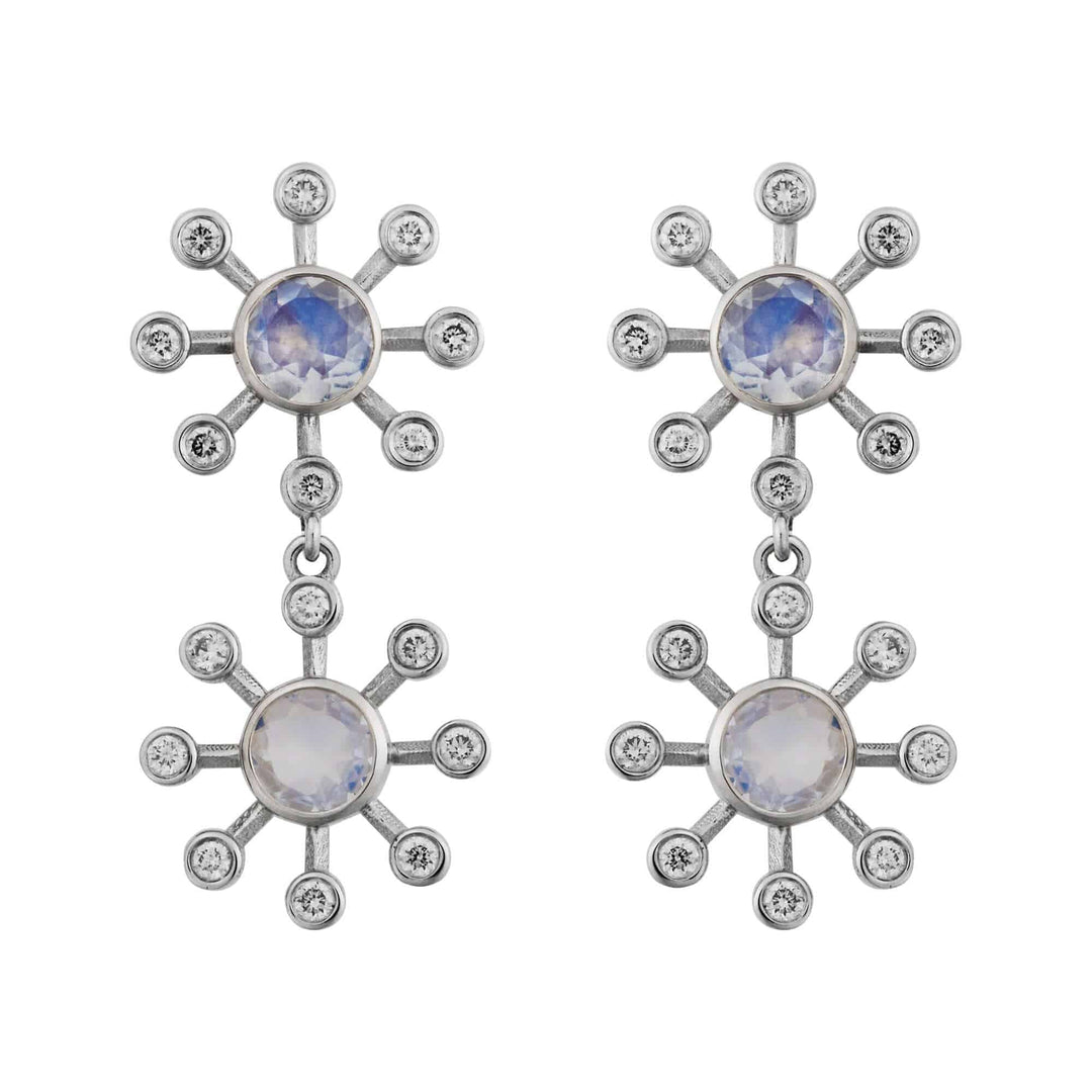 Moonstone Blossom Dangling Earrings - Florescence - Ileana Makri