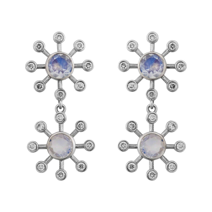 Moonstone Blossom Dangling Earrings - Florescence - Ileana Makri