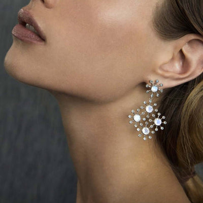Moonstone Blossom Earrings W-AP - Florescence - Ileana Makri store