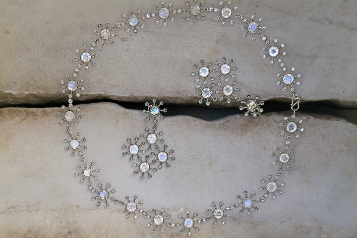 Moonstone Blossom Necklace W - D - Florescence - Ileana Makri