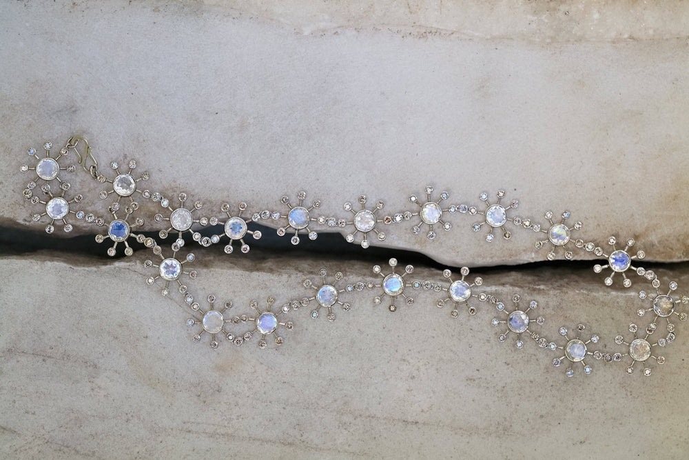 Moonstone Blossom Necklace W - D - Florescence - Ileana Makri