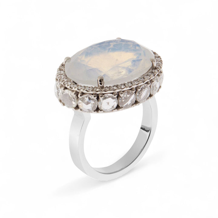 Moonstone Eternity Flower Ring
