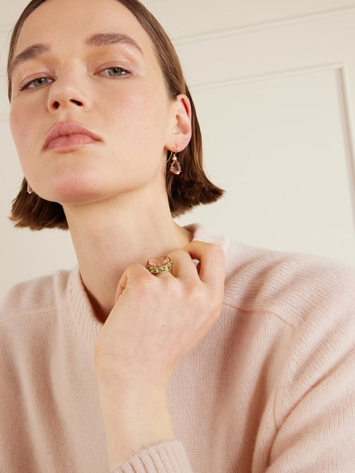 Single Diamond Crown Drops Morganite - Ileana Makri