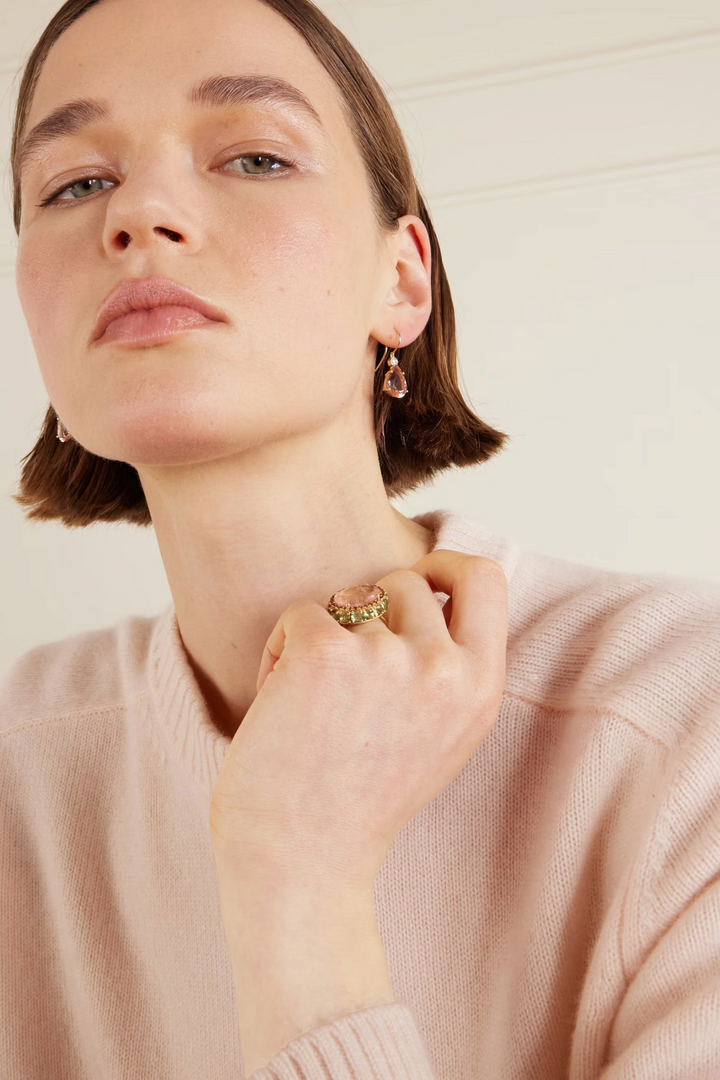 Single Diamond Crown Drops Morganite - Ileana Makri