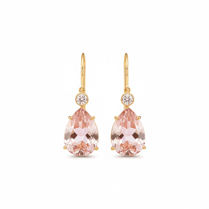 Single Diamond Crown Drops Morganite - Ileana Makri