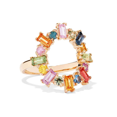 Multicolor Baguette Round Ring - THE EDIT - Ileana Makri store