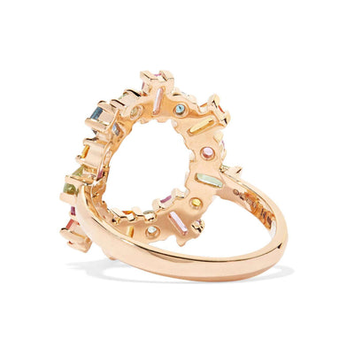 Multicolor Baguette Round Ring - THE EDIT - Ileana Makri store