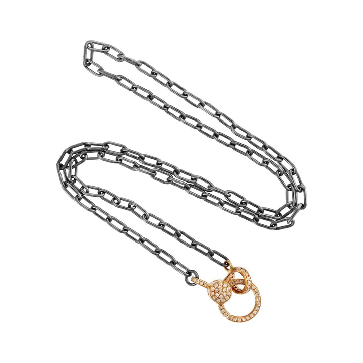 Narrow oblong chain with small diamond lock SLV-Y14-D - Chains - Ileana Makri store