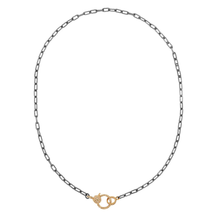 Narrow oblong chain with small diamond lock SLV - Y14 - D - Chains - Ileana Makri