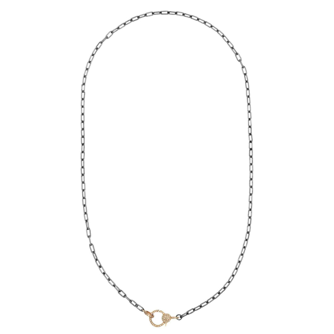 Narrow oblong chain with small diamond lock SLV - Y14 - D - Chains - Ileana Makri