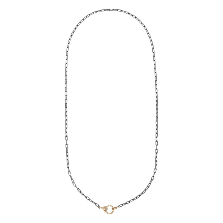 Narrow oblong chain with small diamond lock SLV - Y14 - D - Chains - Ileana Makri