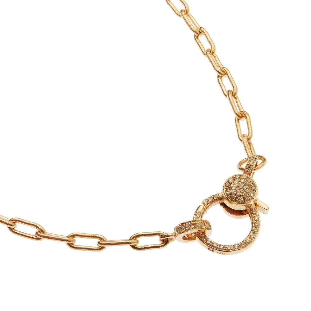 Narrow oblong chain with small diamond lock Y14 - D - Chains - Ileana Makri