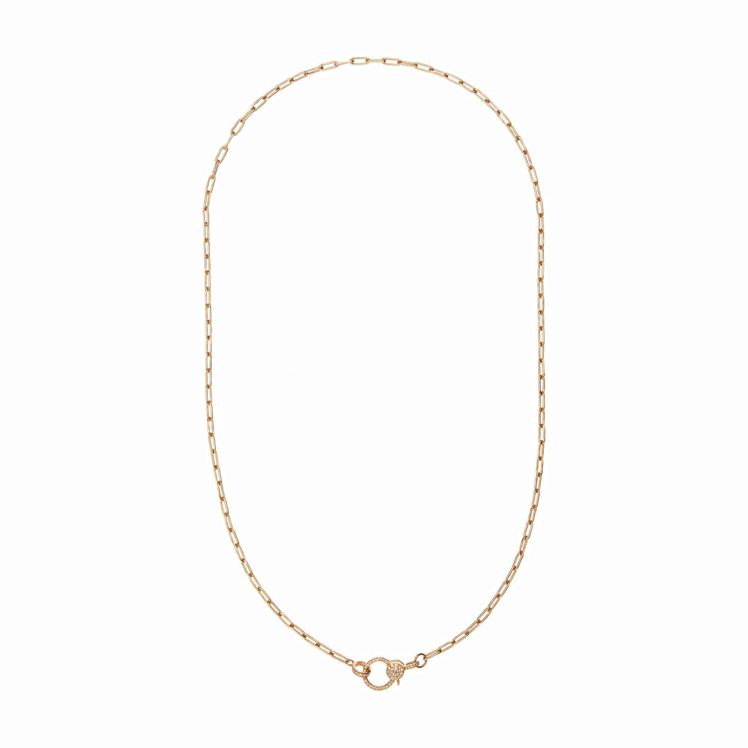 Narrow oblong chain with small diamond lock Y14 - D - Chains - Ileana Makri
