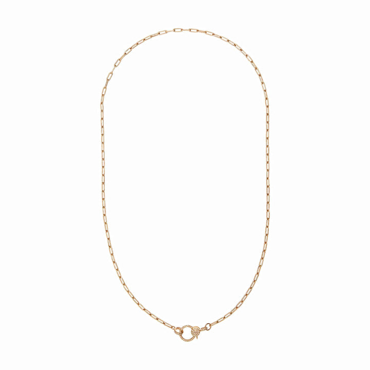 Narrow oblong chain with small diamond lock Y14 - D - Chains - Ileana Makri