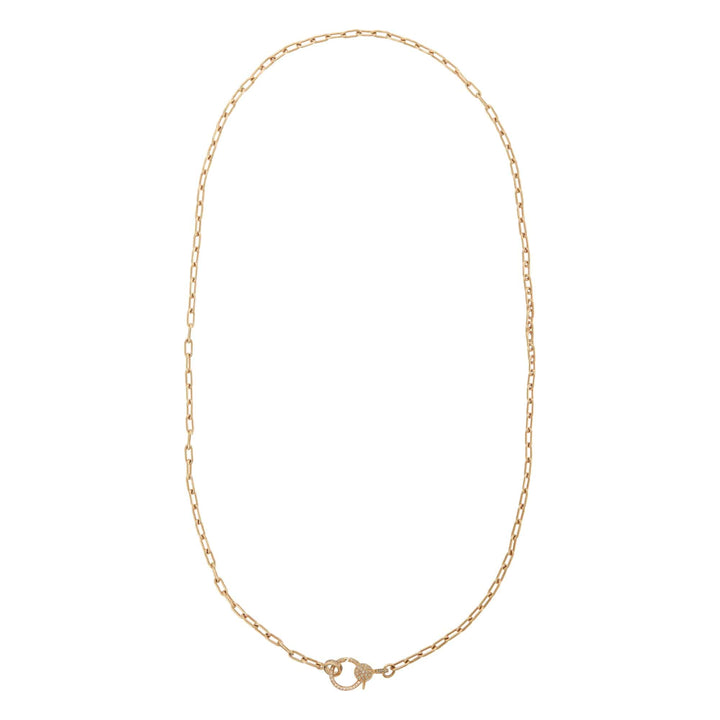 Narrow oblong chain with small diamond lock Y14 - D - Chains - Ileana Makri
