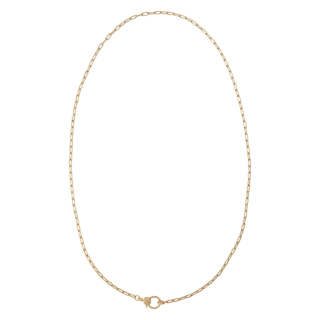 Narrow oblong chain with small diamond lock Y14 - D - Chains - Ileana Makri