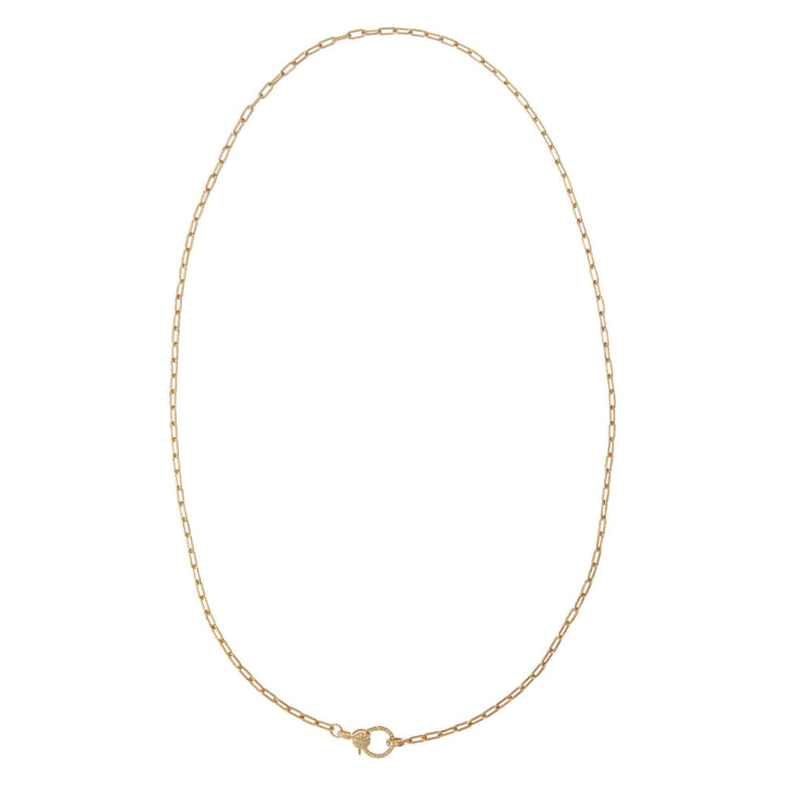 Narrow oblong chain with small diamond lock Y14 - D - Chains - Ileana Makri