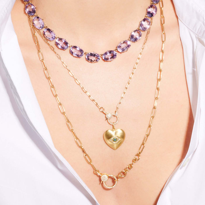 Narrow oblong chain with small diamond lock Y14 - D - Chains - Ileana Makri