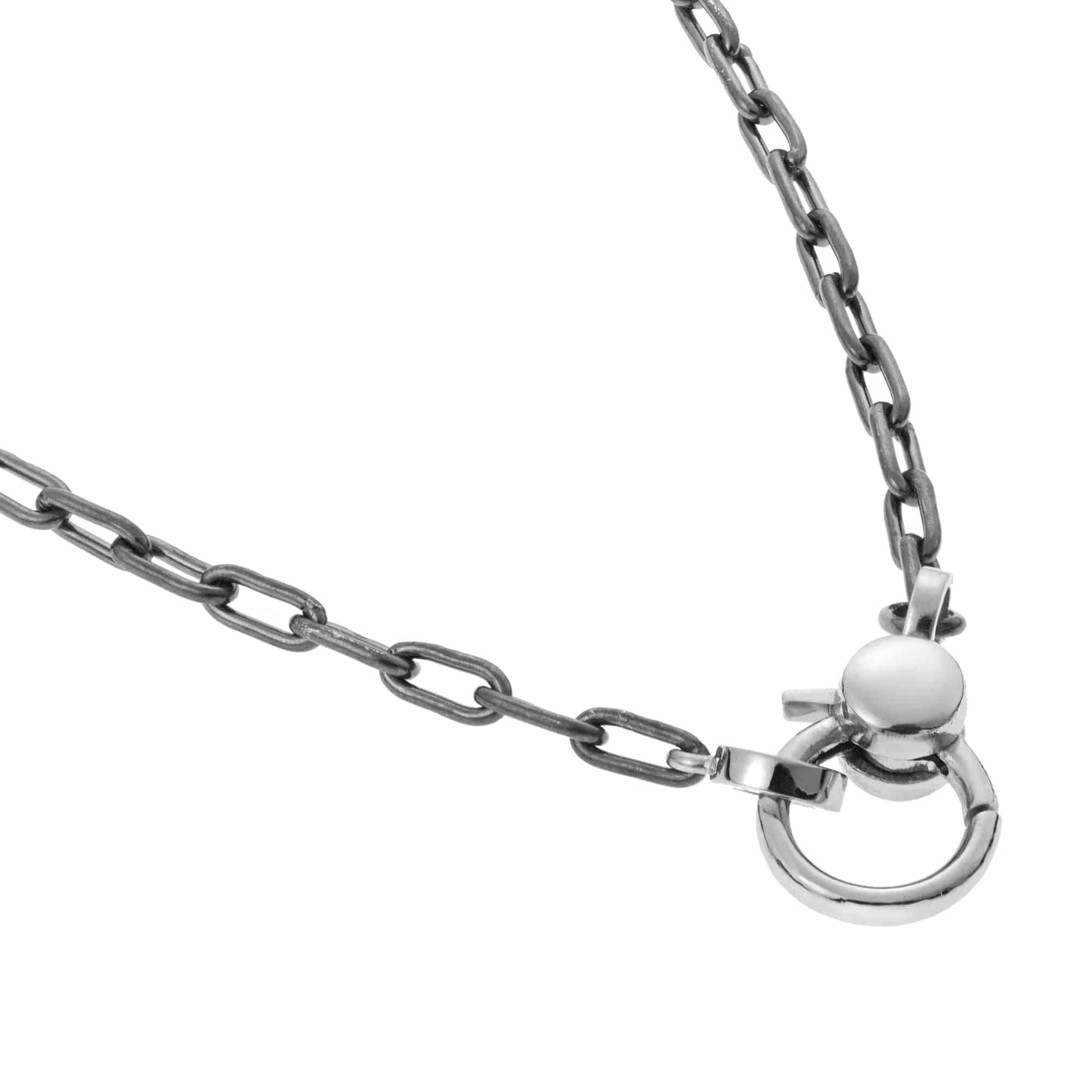 Narrow oblong chain with small gold lock SLV-W14 - Chains - Ileana Makri store
