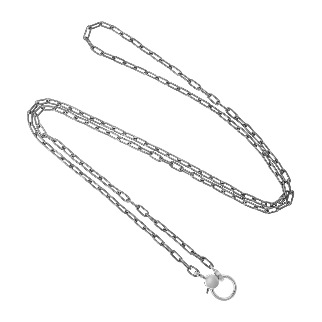 Narrow oblong chain with small gold lock SLV - W14 - Chains - Ileana Makri