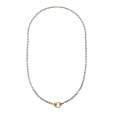 Narrow oblong chain with small gold lock SLV-Y14 - Chains - Ileana Makri store