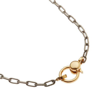 Narrow oblong chain with small gold lock SLV-Y14 - Chains - Ileana Makri store