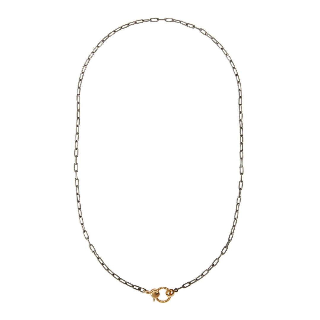 Narrow oblong chain with small gold lock SLV - Y14 - Chains - Ileana Makri