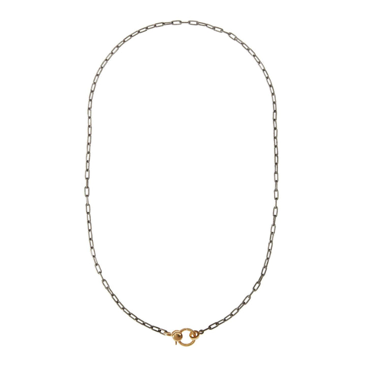 Narrow oblong chain with small gold lock SLV - Y14 - Chains - Ileana Makri