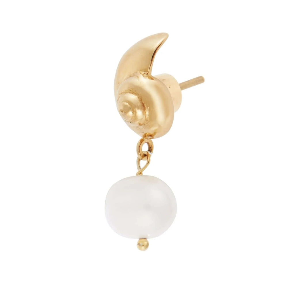 Nautilus Shell Pearl Studs BR - SLV - YP - Eye M Sea Treasures - Ileana Makri