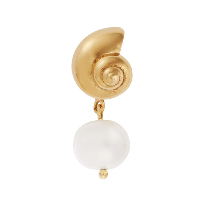 Nautilus Shell Pearl Studs BR - SLV - YP - Eye M Sea Treasures - Ileana Makri