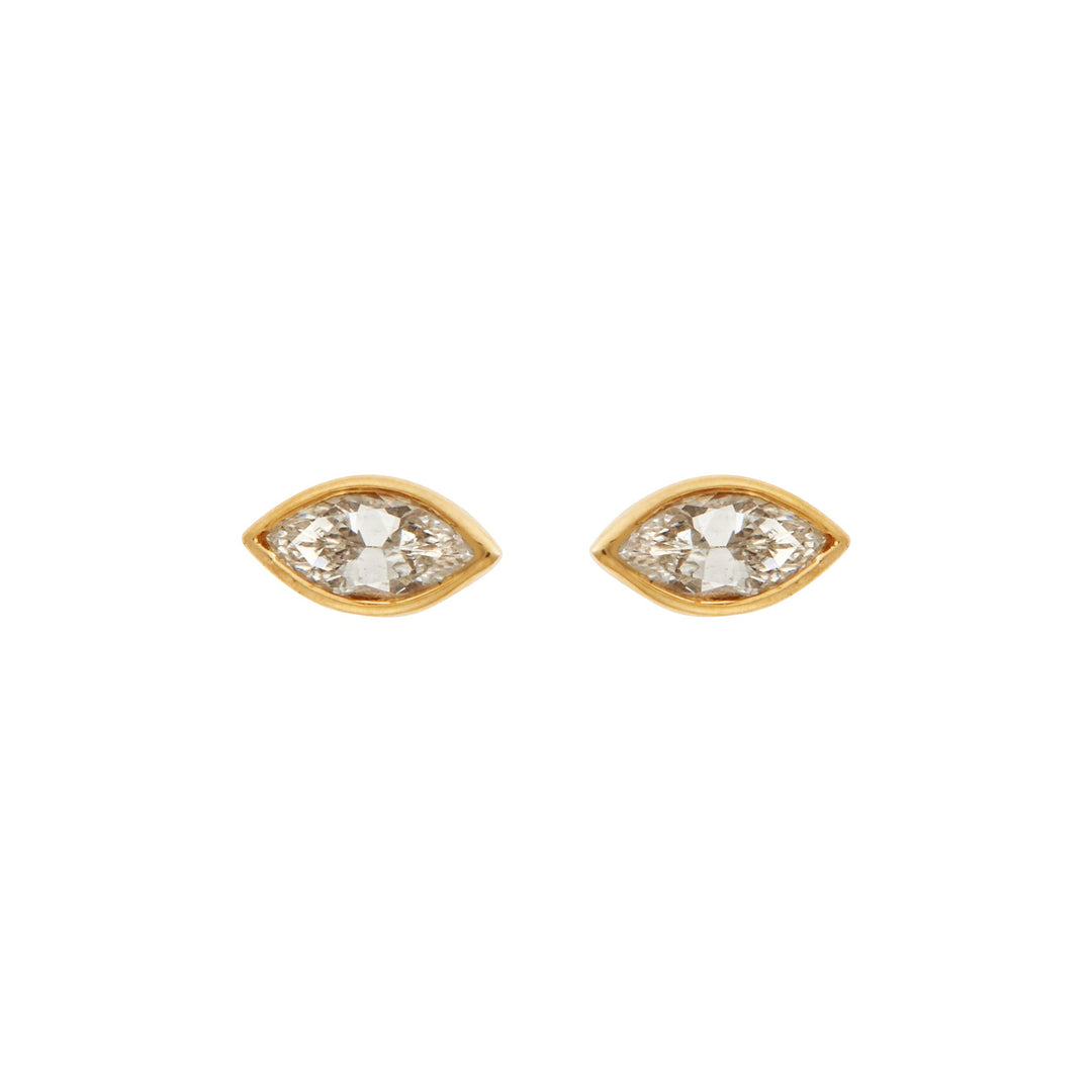 Navette Single Diamond Studs Y - D - Classic - Ileana Makri